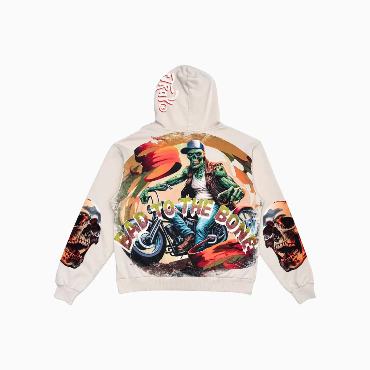 Sudadera con capucha y gráfico de motocicleta "Bad to the Bone" para hombre