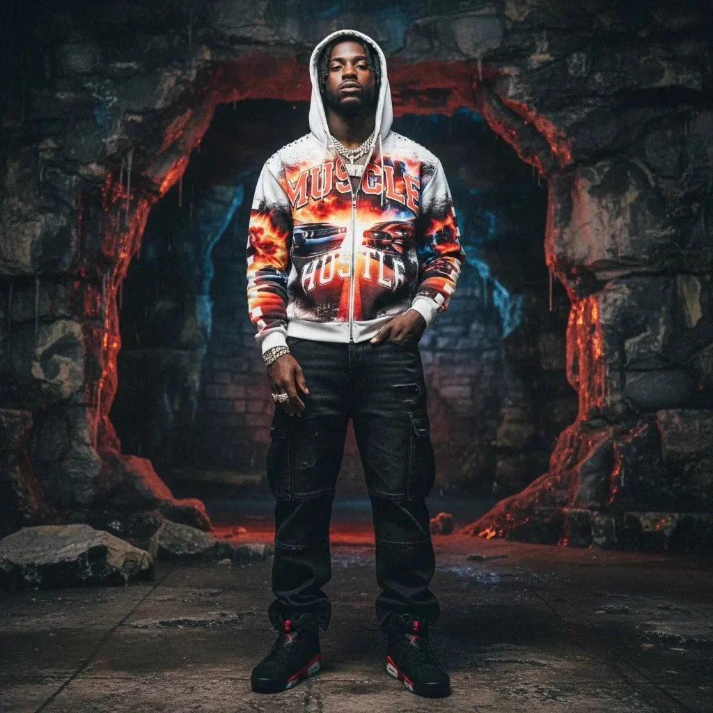 Sudadera con capucha y cremallera completa Hustle de hombre