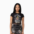 T-shirt court à strass pour femme