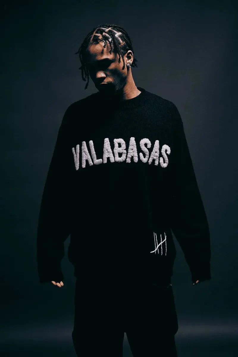 Sweat-shirt noir col rond homme retravaillé
