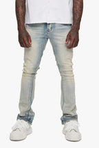 Pantalón ajustado de mezclilla apilada para hombre