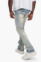 Pantalón ajustado de mezclilla apilada para hombre