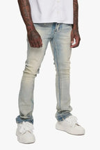 Pantalón ajustado de mezclilla apilada para hombre