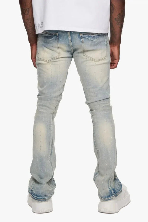 Pantalón ajustado de mezclilla apilada para hombre