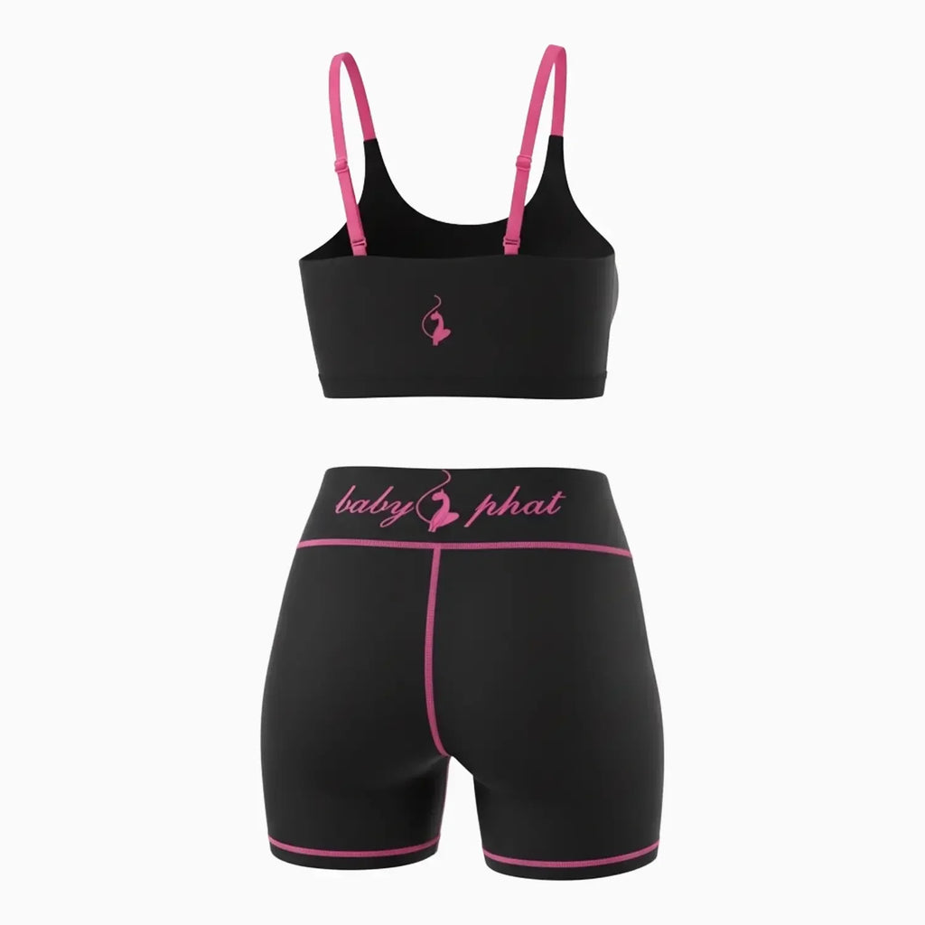 Women's Script Logo Racerback Sports Bra & Biker Shorts Outfit