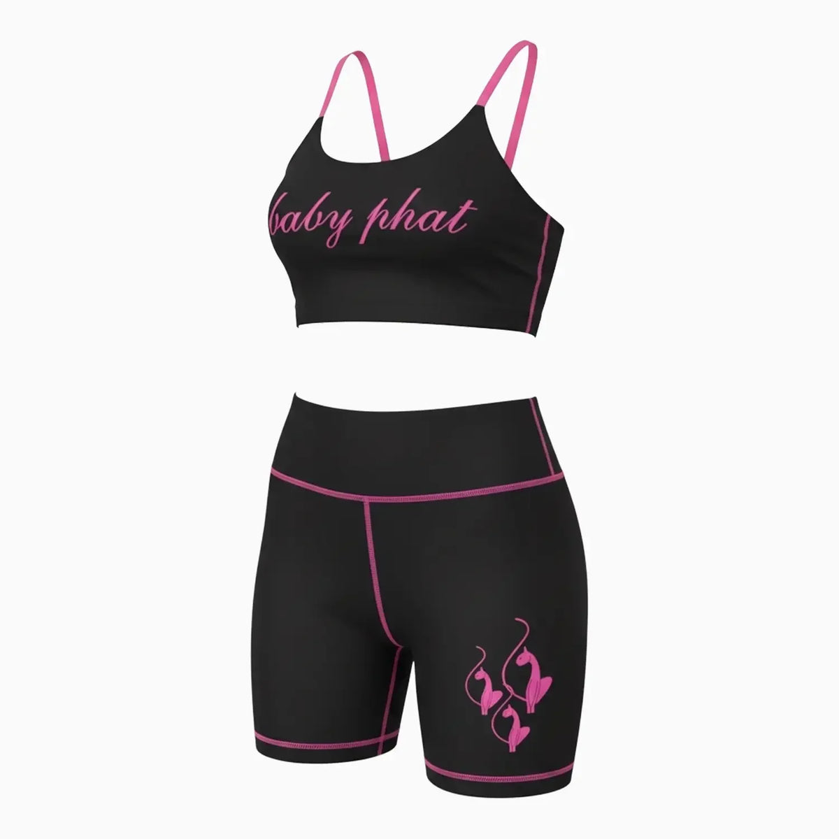 Women's Script Logo Racerback Sports Bra & Biker Shorts Outfit