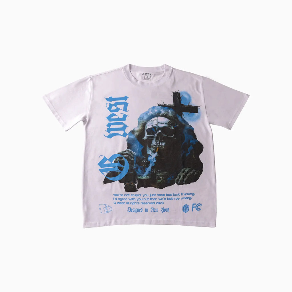 T-shirt Homme Motif Tête de Mort Fumé