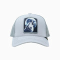Gorra Trucker Gris Claro con Lobo de Luna Llena