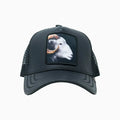 Gorra de camionero de cuero negro de cabra