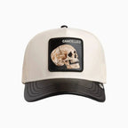 Casquette trucker crâne en similicuir