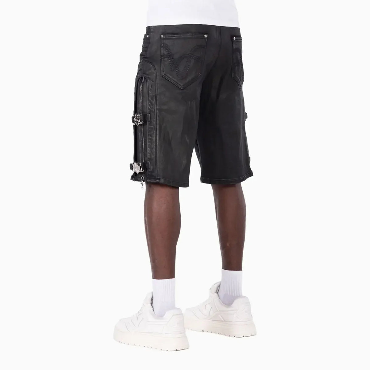 Men's All Black Cross Buckle Shorts