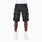 Men's All Black Cross Buckle Shorts