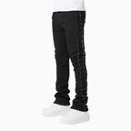 Men's All Black Crosses Embellished Denim Pant