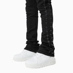 Men's All Black Crosses Embellished Denim Pant