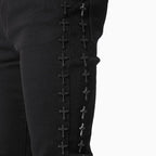 Men's All Black Crosses Embellished Denim Pant