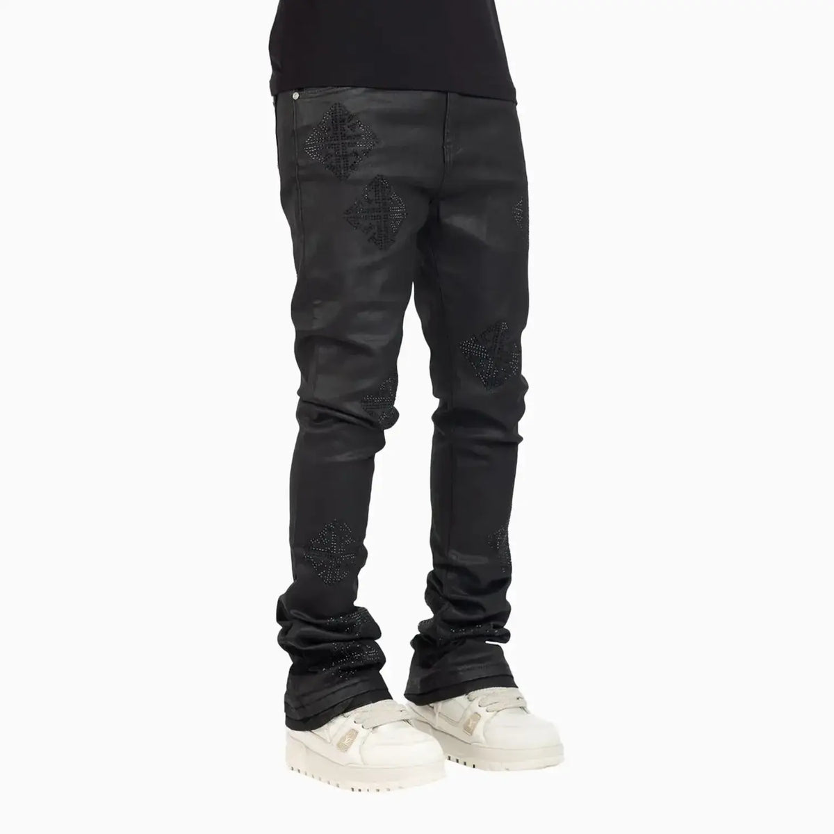Men's Black Icon Embellished Denim Pant