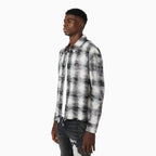 Camisa de franela cruzada gris nube para hombre