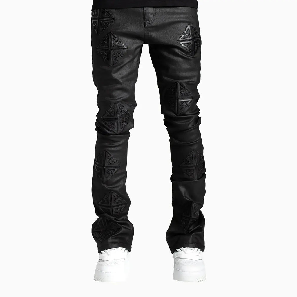 Pantalones de mezclilla apilados Obsidian Black Icon para hombre
