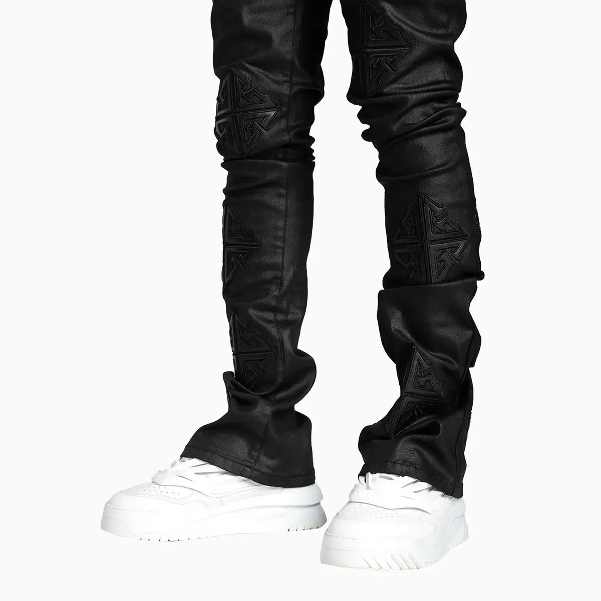 Pantalones de mezclilla apilados Obsidian Black Icon para hombre