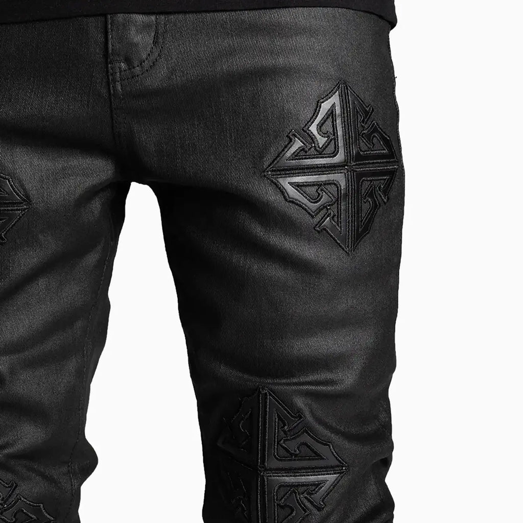 Pantalones de mezclilla apilados Obsidian Black Icon para hombre