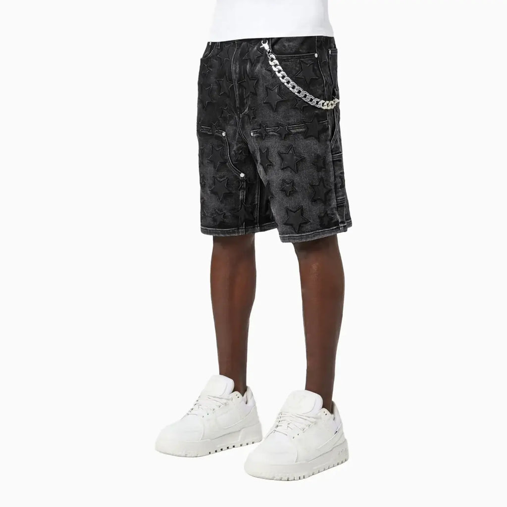Men's Obsidian Black Stars Denim Shorts