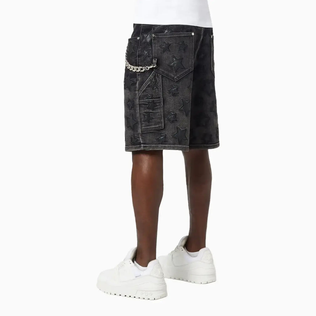 Men's Obsidian Black Stars Denim Shorts