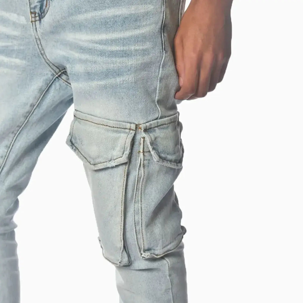 Jean Cargo Délavé Léger pour Homme