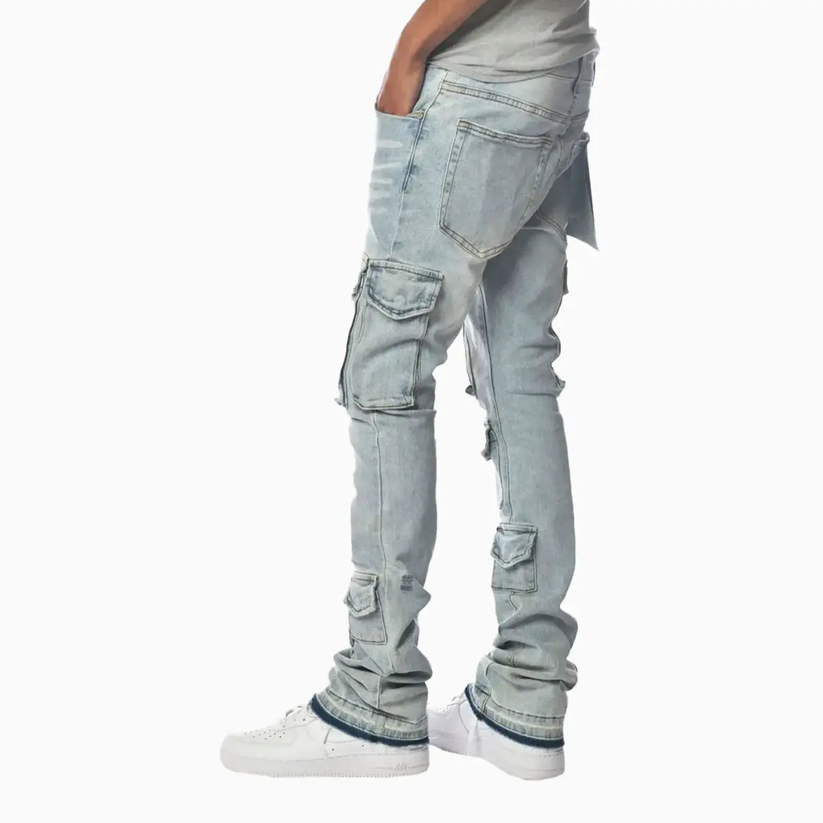 Jean Cargo Délavé Léger pour Homme