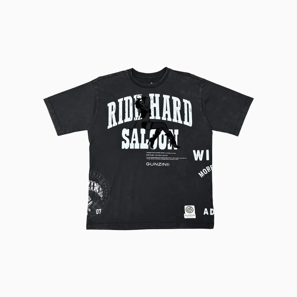 Ensemble de survêtement homme Ride Hard délavé noir avec motif graphique