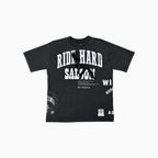 Ensemble de survêtement homme Ride Hard délavé noir avec motif graphique