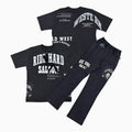 Ensemble de survêtement homme Ride Hard délavé noir avec motif graphique