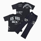 Ensemble de survêtement homme Ride Hard délavé noir avec motif graphique