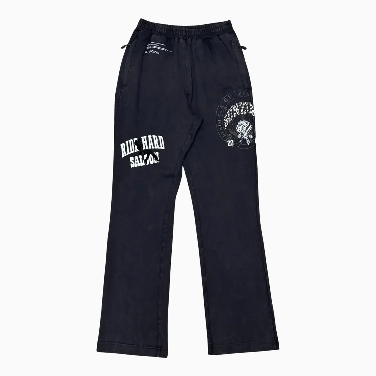 Ensemble de survêtement homme Ride Hard délavé noir avec motif graphique