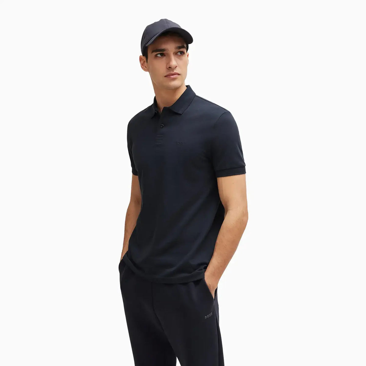 Polo de algodón piqué de corte regular para hombre con logo tono sobre tono