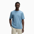 Camiseta de hombre de ajuste relajado en algodón elástico con estampado del logotipo