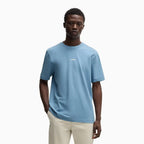 Camiseta de hombre de ajuste relajado en algodón elástico con estampado del logotipo