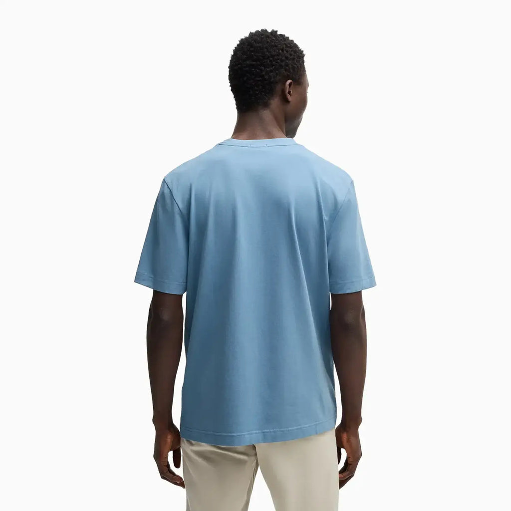 Camiseta de hombre de ajuste relajado en algodón elástico con estampado del logotipo