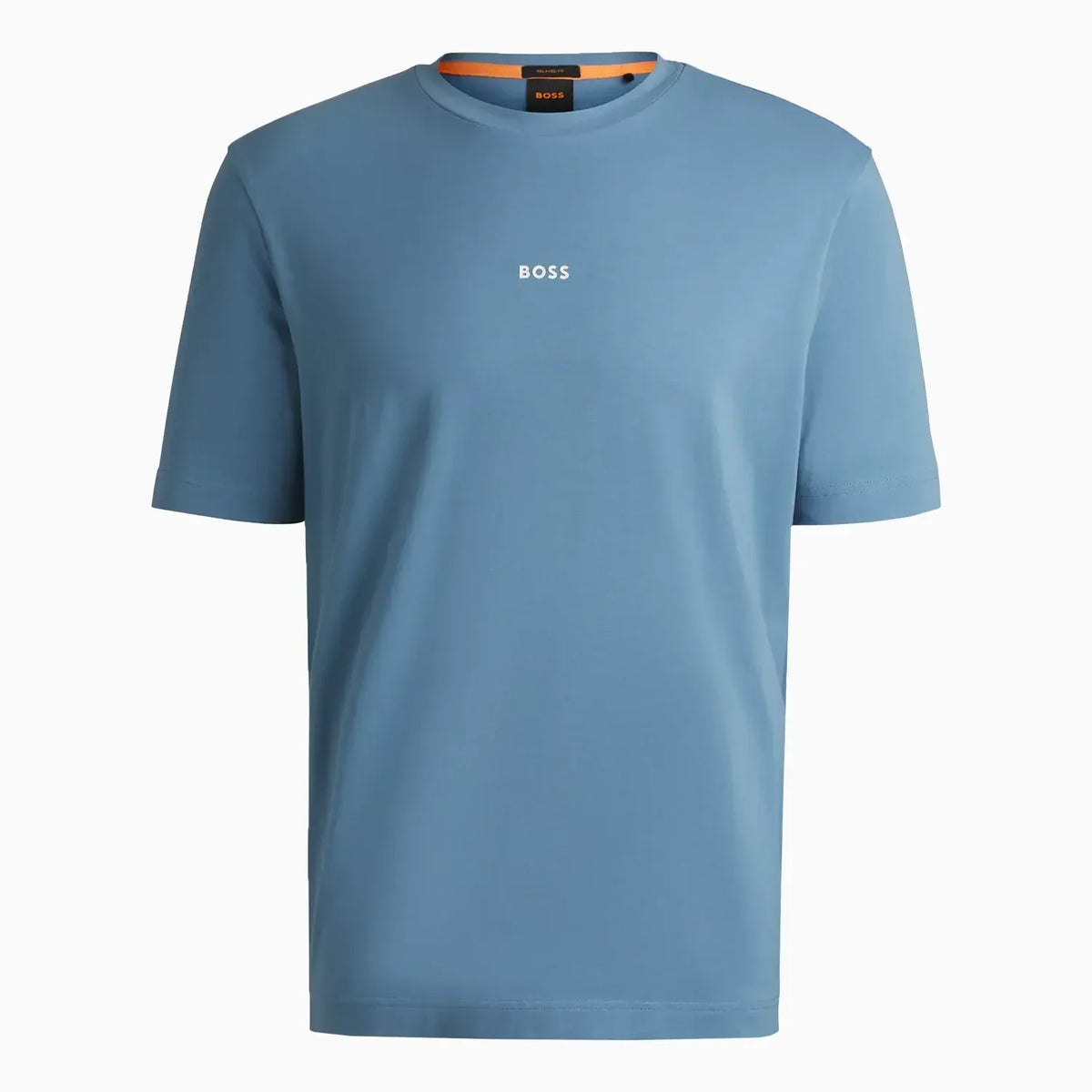 Camiseta de hombre de ajuste relajado en algodón elástico con estampado del logotipo