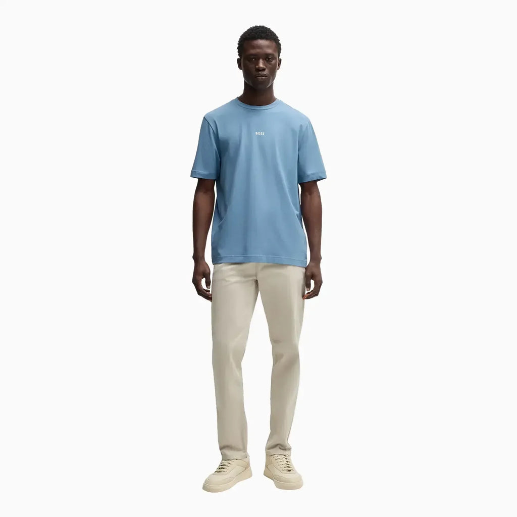 Camiseta de hombre de ajuste relajado en algodón elástico con estampado del logotipo