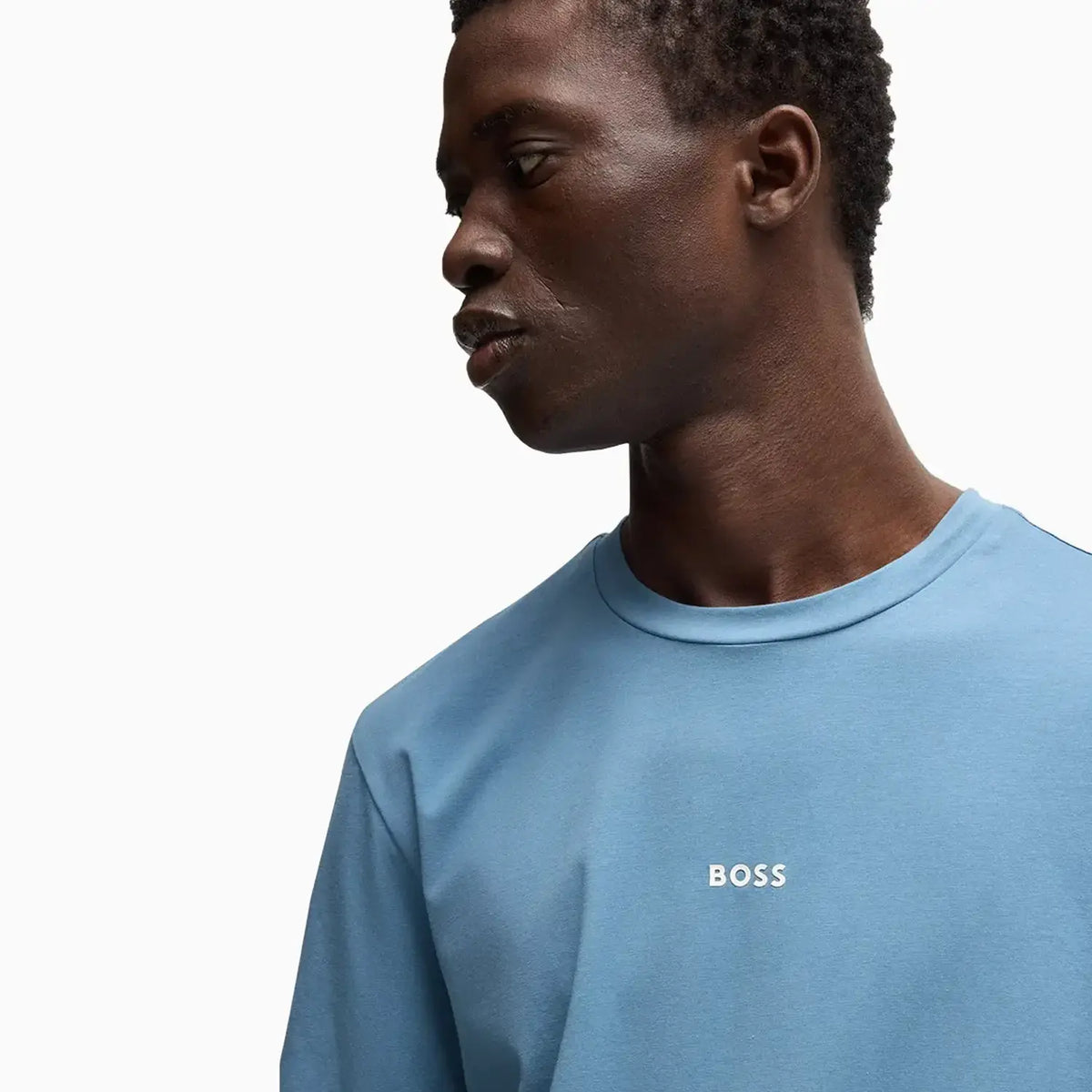 Camiseta de hombre de ajuste relajado en algodón elástico con estampado del logotipo