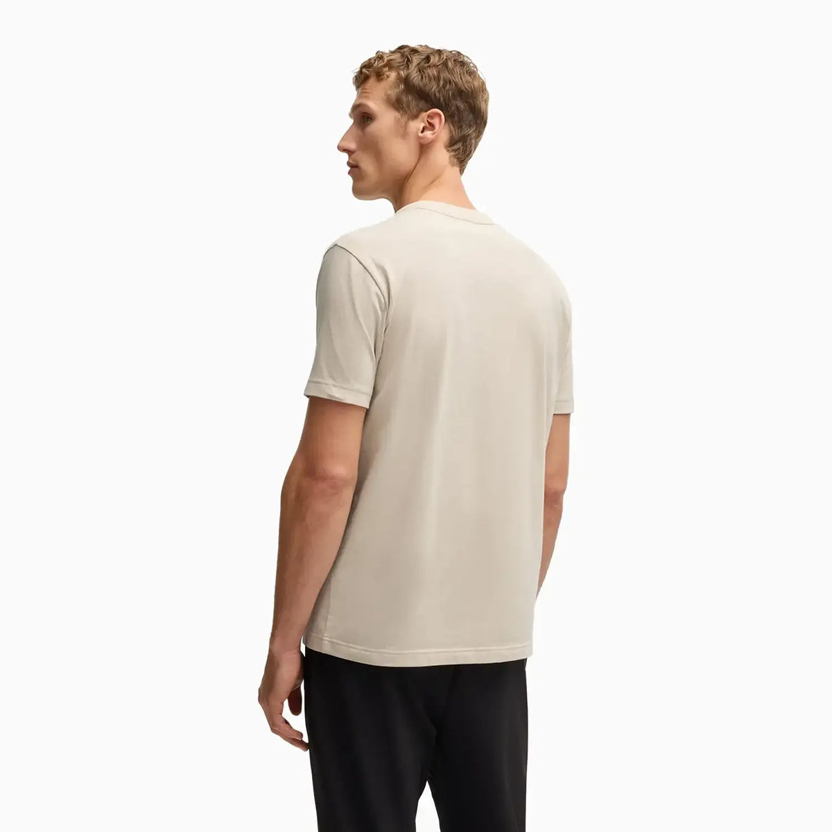 Camiseta de hombre de algodón elástico de corte regular con logo en contraste