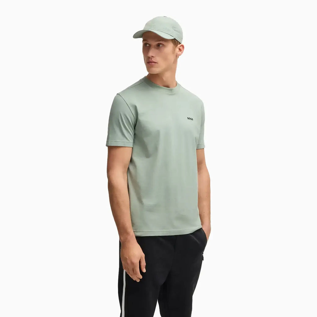 T-shirt en coton extensible coupe droite pour homme avec logo contrastant