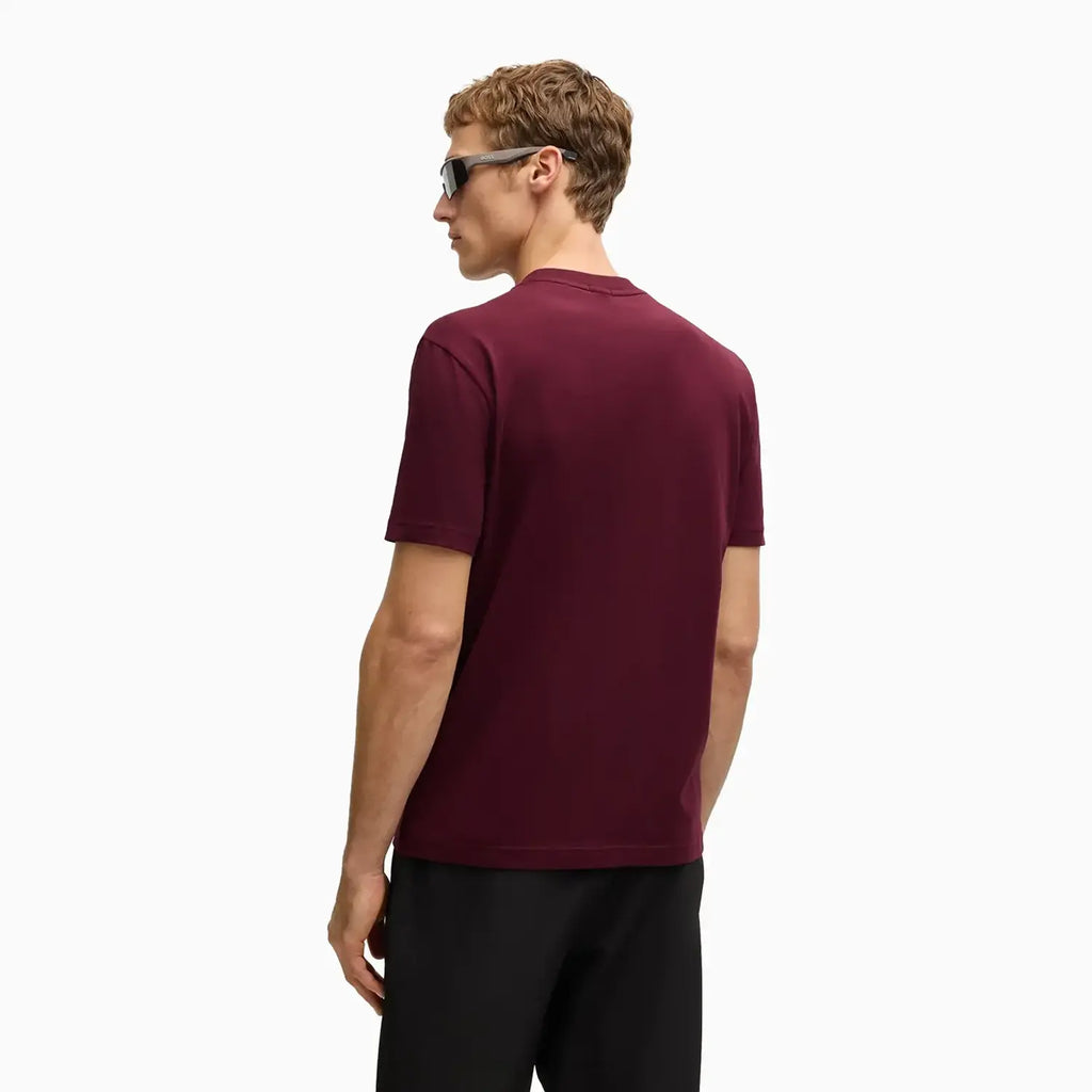 Camiseta de hombre de algodón elástico de corte regular con logo en contraste