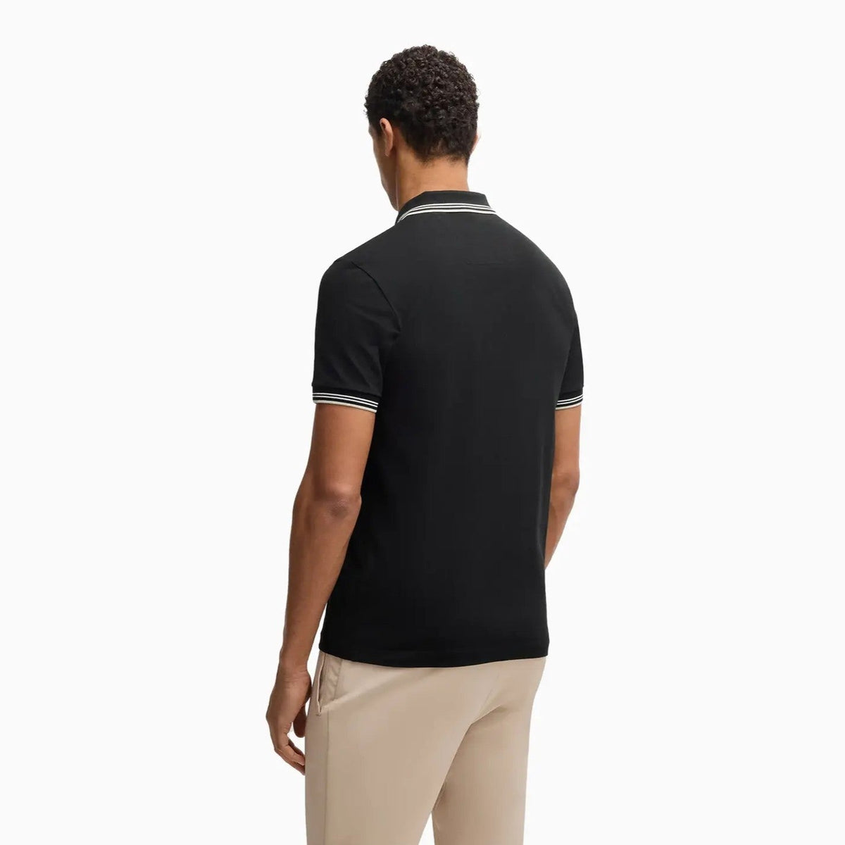 Polo elástico de algodón de corte slim para hombre con logo