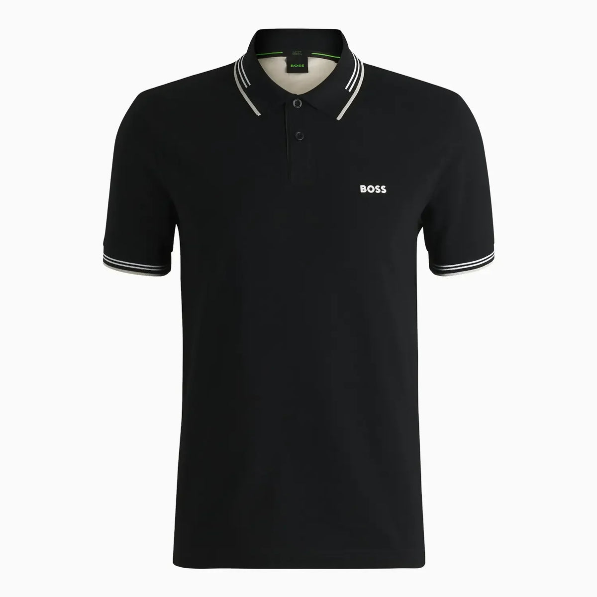 Polo elástico de algodón de corte slim para hombre con logo
