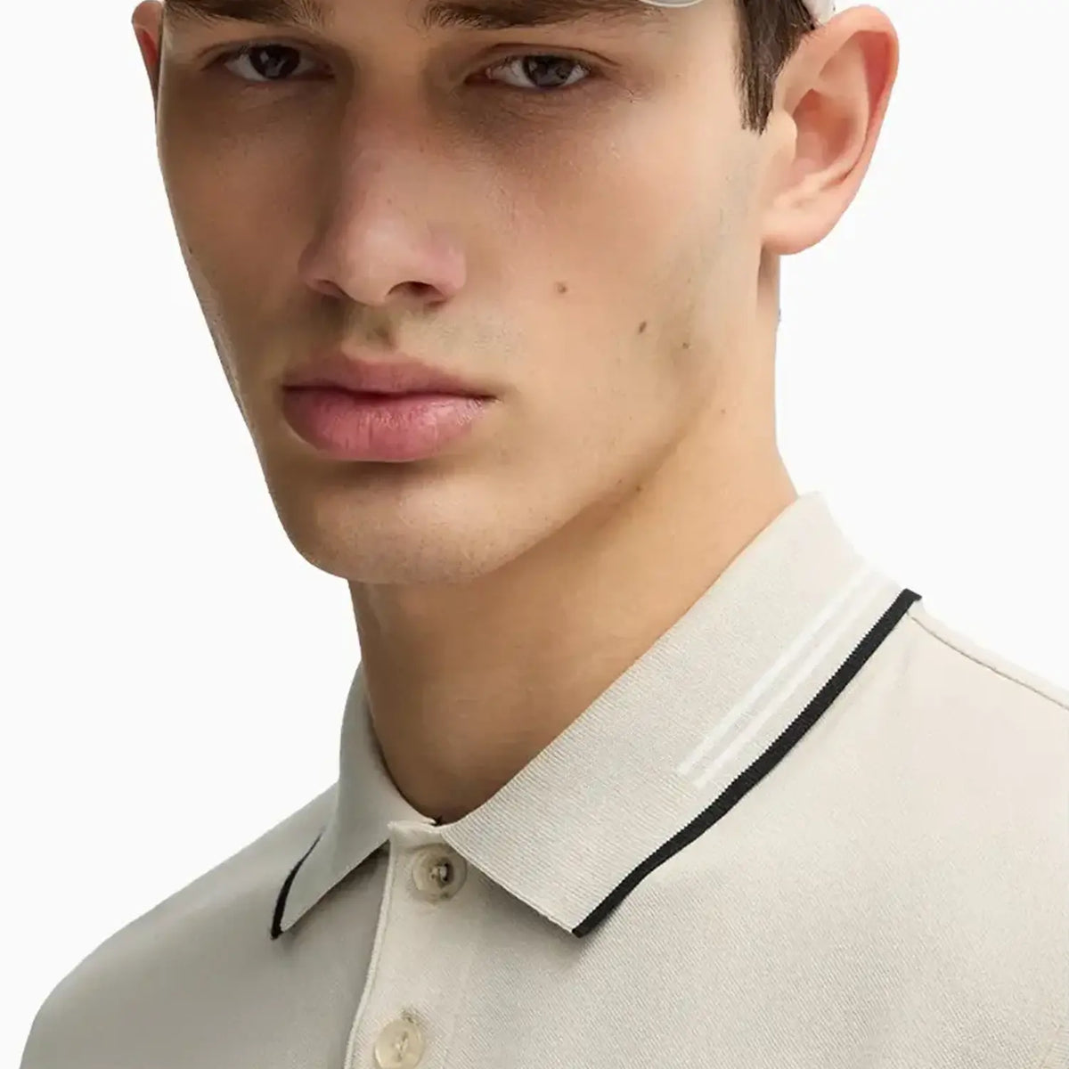 Polo elástico de algodón de corte slim para hombre con logo