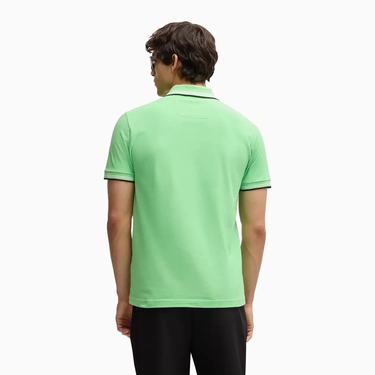Polo ajustado de algodón elástico para hombre con logotipo