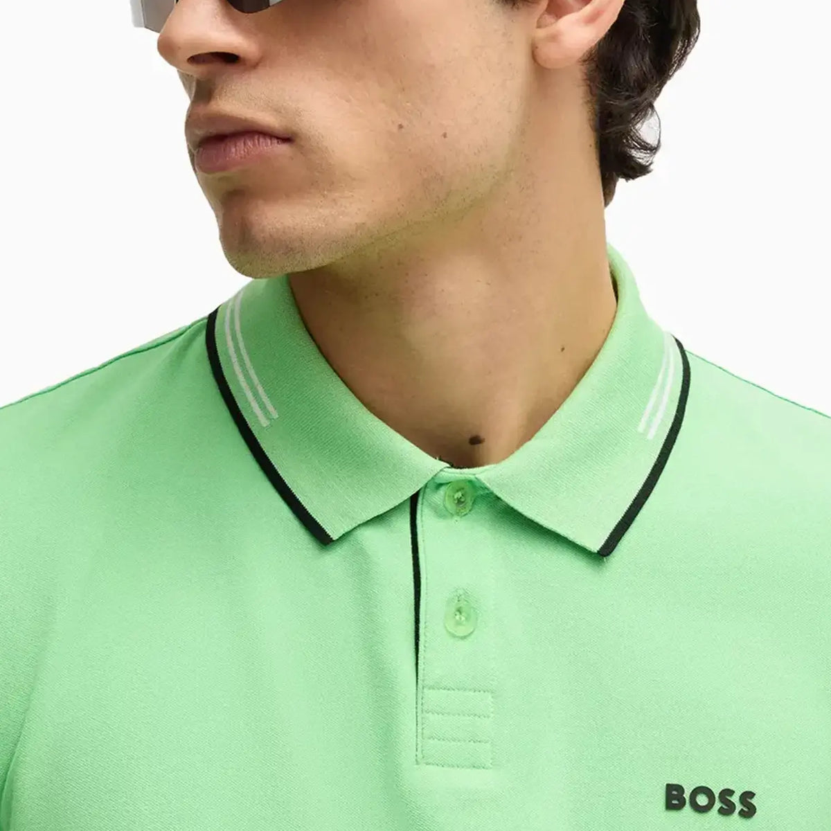 Polo ajustado de algodón elástico para hombre con logotipo