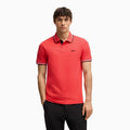Polo elástico de algodón de corte slim para hombre con logo