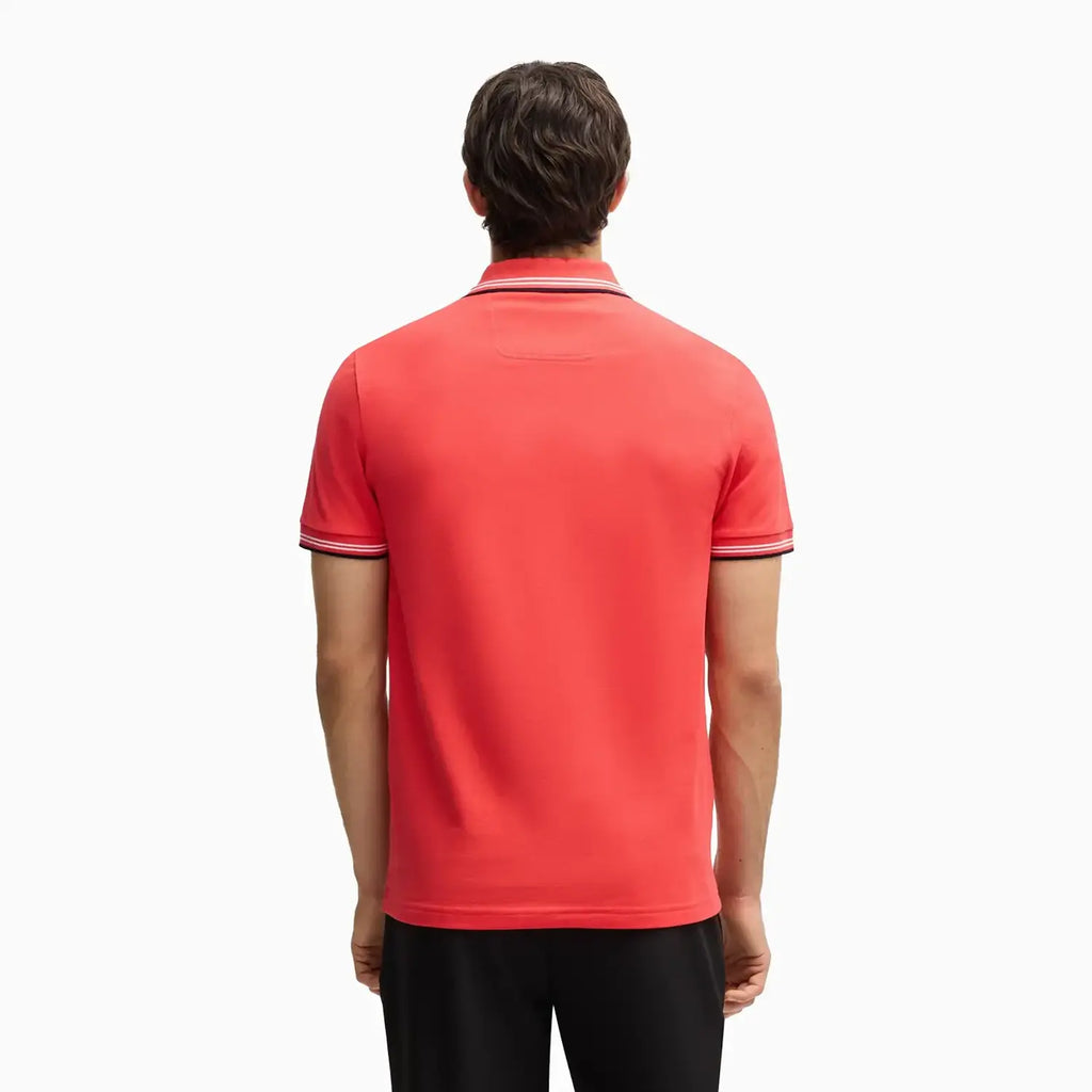 Polo elástico de algodón de corte slim para hombre con logo